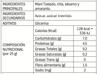 SOL GUARANÍ BARRITA DE MANÍ CON SEMILLAS