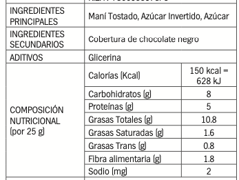 SOL GUARANÍ BARRITA DE MANÍ CON CHOCOLATE NEGRO