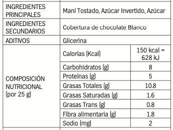 SOL GUARANÍ BARRITA DE MANÍ CON CHOCOLATE BLANCO